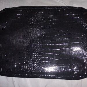 Azazie Black Croc-Embossed Laptop Sleeve